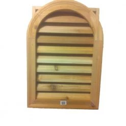 Al's Millworks 16 in. x 24 in. Round Top Wood Built-in Screen Gable Louver Vent