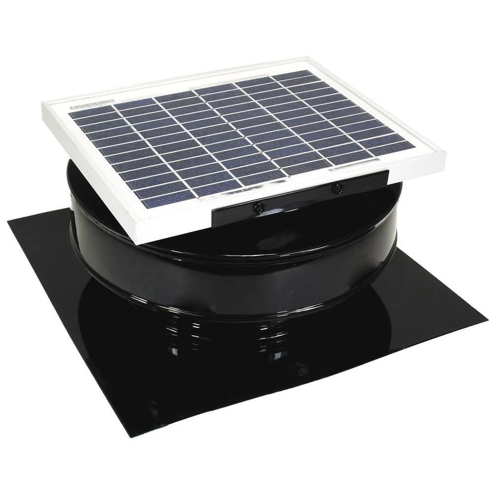 Active Ventilation 365 CFM Black Powder Coated 5-Watt Solar Powered Roof Mounted Exhaust Attic Fan