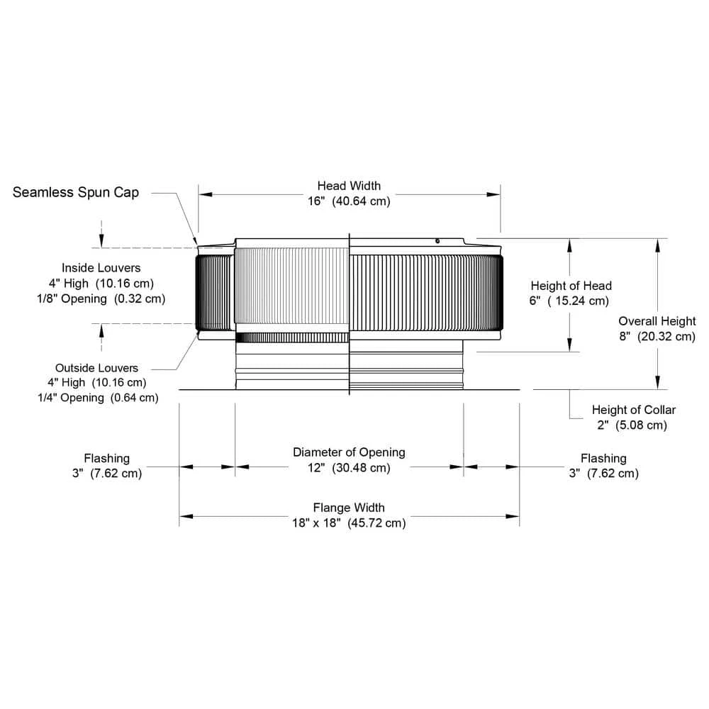 Active Ventilation 12 in. Black Powder Coated Aluminum Roof Vent No Moving Parts Wind Turbine - Image 7