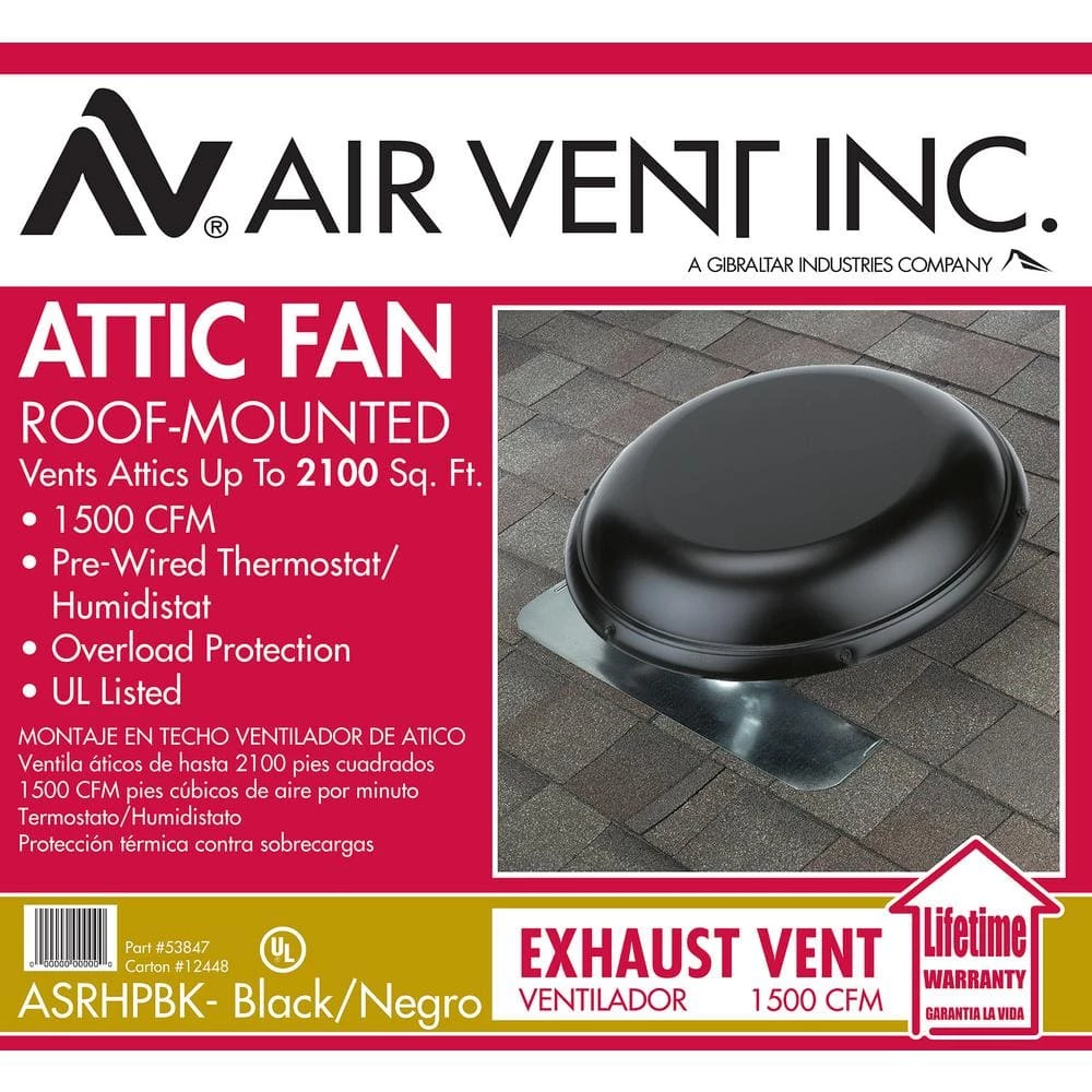 Air Vent 1500 CFM Black Power Roof Mount Attic Ventilator - Image 8