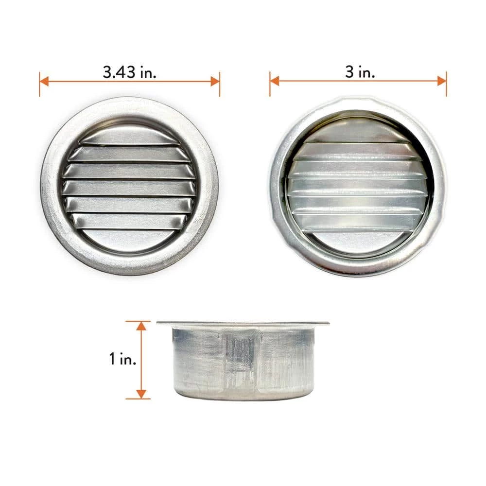 Air Vent 3.42 in. x 3.00 in. Round Mill Finish Weather Resistant Aluminum Soffit Vent - Image 5