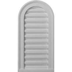 Ekena Millwork 18 in. x 30 in. Round Top Primed Polyurethane Paintable Gable Louver Vent Functional