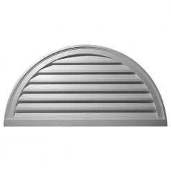 Ekena Millwork 60 in. x 30 in. Half Round Primed Polyurethane Paintable Gable Louver Vent Non-Functional