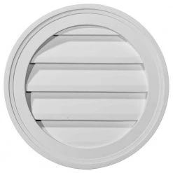 Ekena Millwork 12 in. x 12 in. Round Primed Polyurethane Paintable Gable Louver Vent Non-Functional