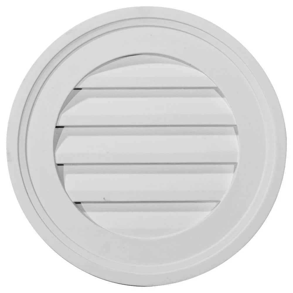 Ekena Millwork 16 in. x 16 in. Round Primed Polyurethane Paintable Gable Louver Vent Non-Functional