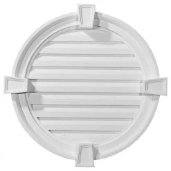 Ekena Millwork 22 in. x 22 in. Round Primed Polyurethane Paintable Gable Louver Vent Functional