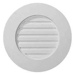 Ekena Millwork 27 in. x 27 in. Round Primed Polyurethane Paintable Gable Louver Vent Functional