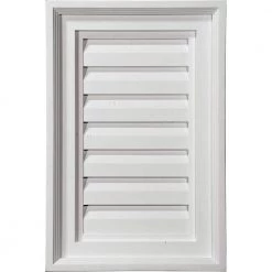 Ekena Millwork 12 in. x 24 in. Rectangular Primed Polyurethane Paintable Gable Louver Vent Non-Functional