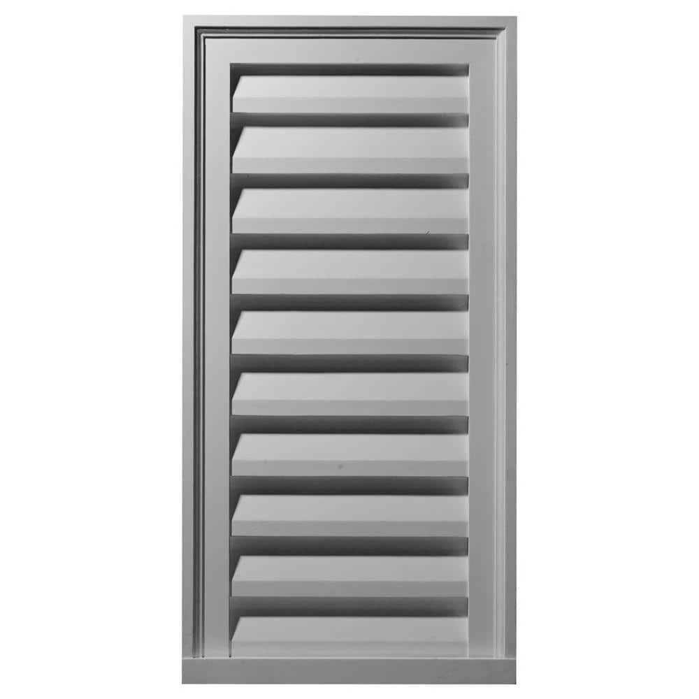 Ekena Millwork 18 in. x 36 in. Rectangular Primed PolyUrethane Paintable Gable Louver Vent Non-Functional