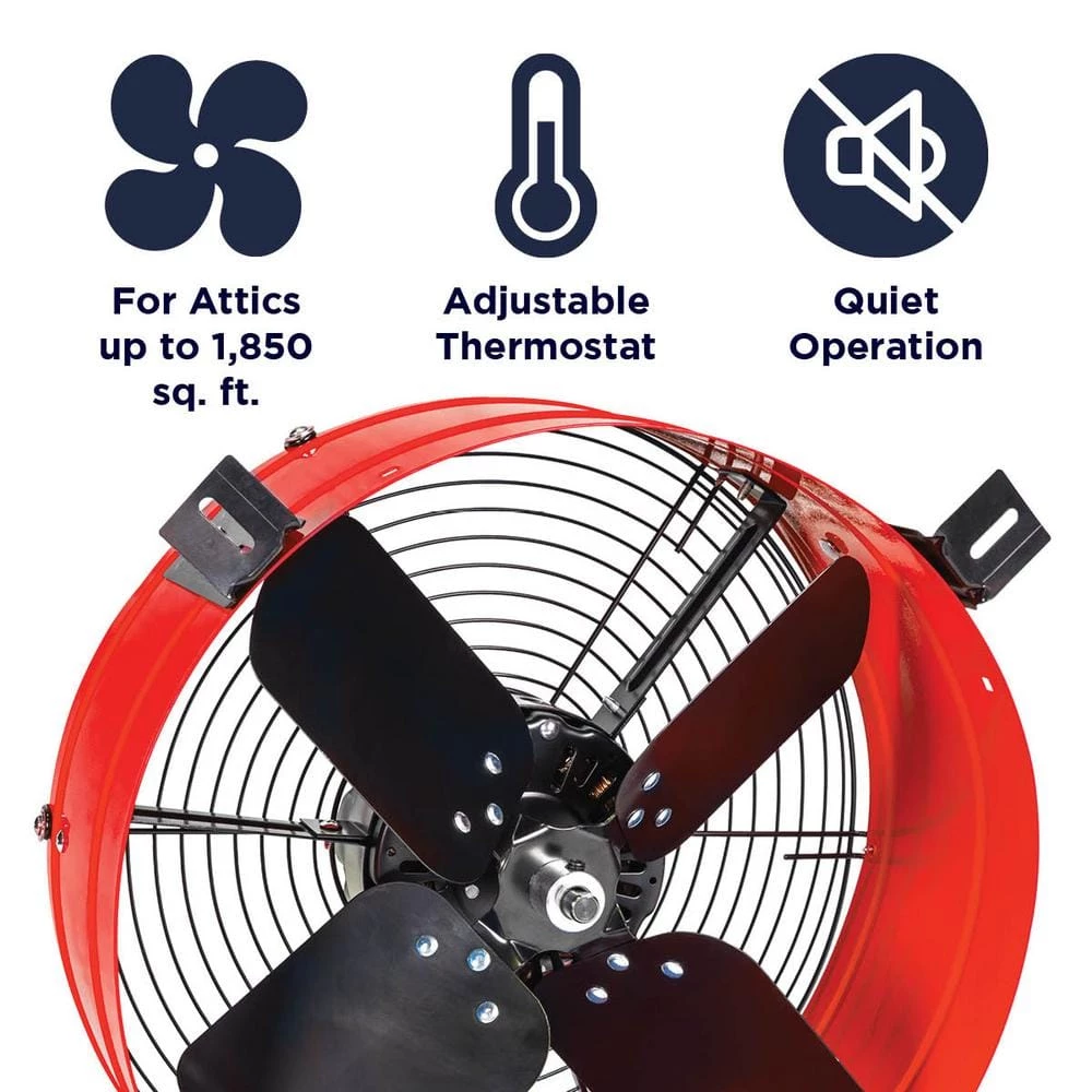 Maxx Air 1300 CFM Red Electric Powered Gable Mount Electric Attic Fan - Image 3