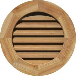 Ekena Millwork 23" x 23" Round Rough Sawn Western Red Cedar Wood Paintable Gable Louver Vent Functional