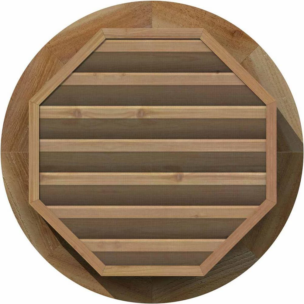 Ekena Millwork 23" x 23" Round Rough Sawn Western Red Cedar Wood Paintable Gable Louver Vent Functional - Image 4
