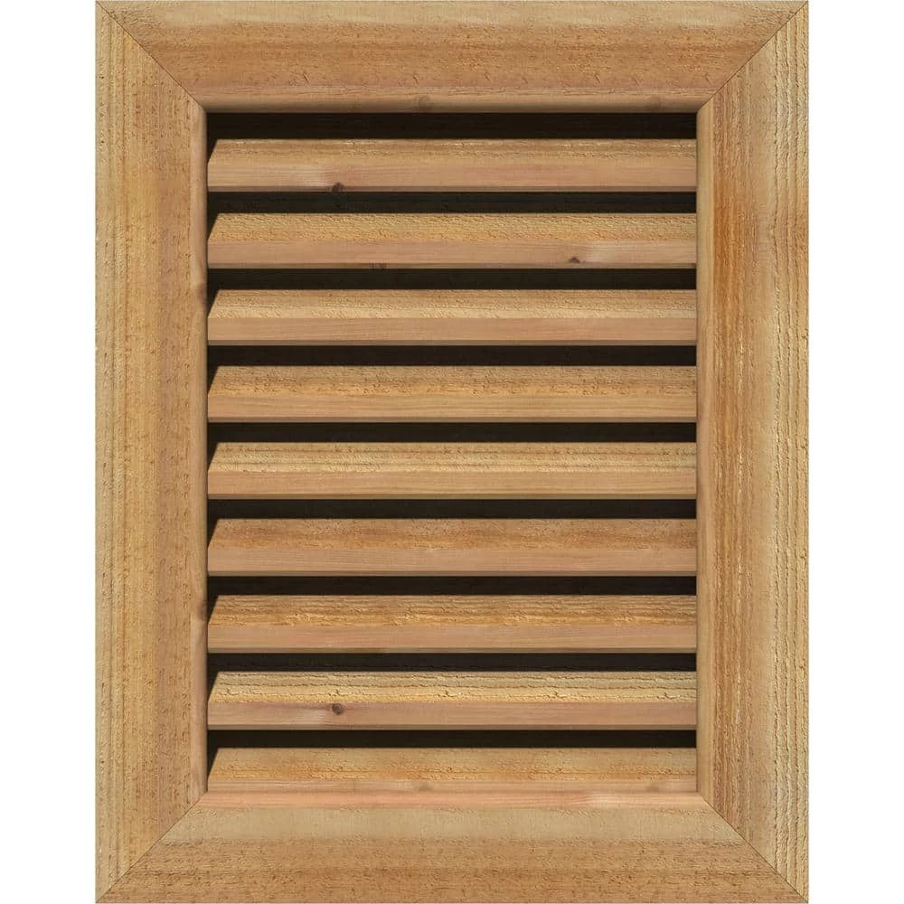 Ekena Millwork 29" x 35" Rectangular Rough Western Red Cedar Wood Paintable Gable Louver Vent Functional
