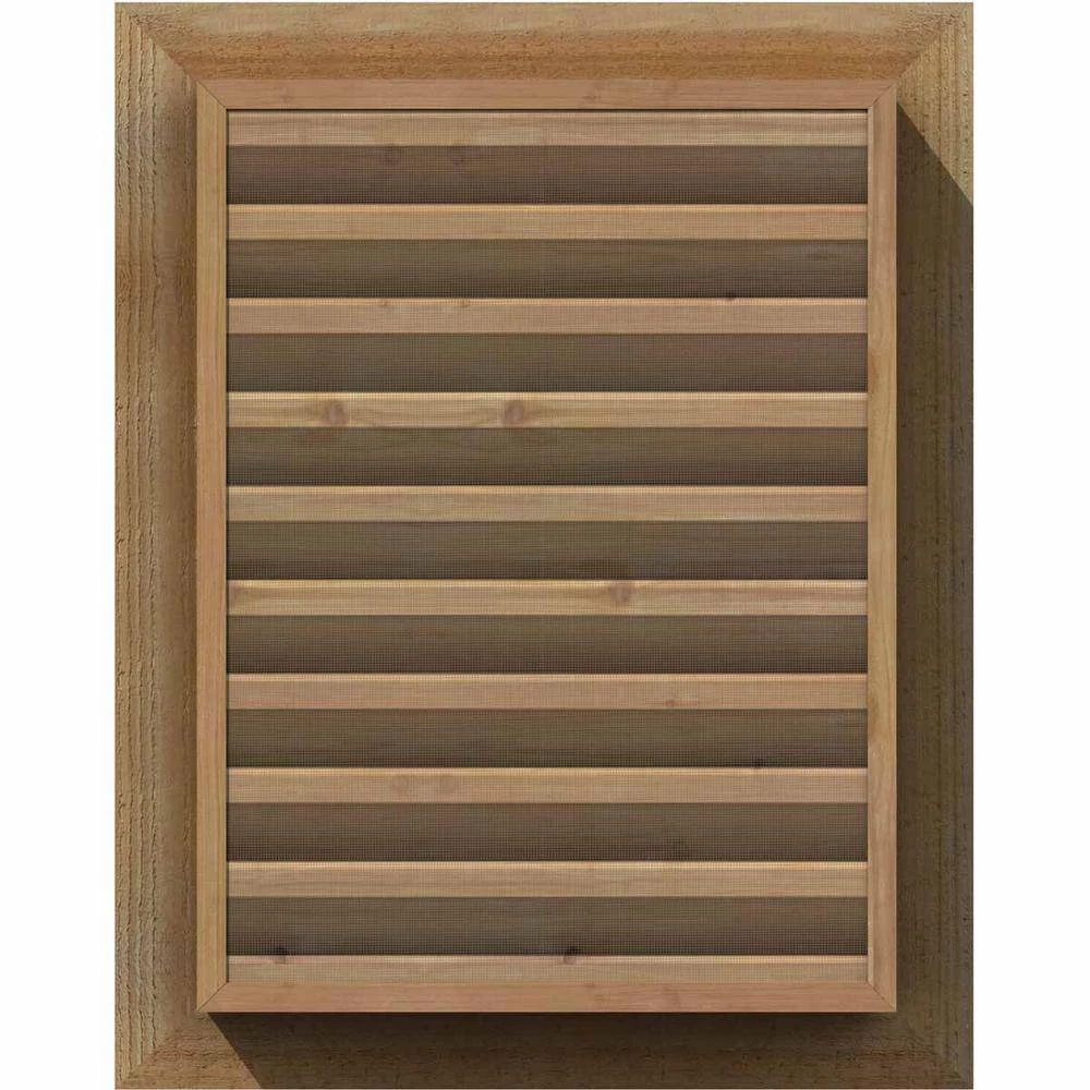 Ekena Millwork 29" x 35" Rectangular Rough Western Red Cedar Wood Paintable Gable Louver Vent Functional - Image 4