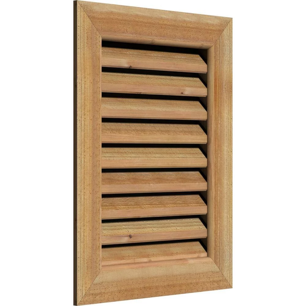 Ekena Millwork 29" x 35" Rectangular Rough Western Red Cedar Wood Paintable Gable Louver Vent Functional - Image 2