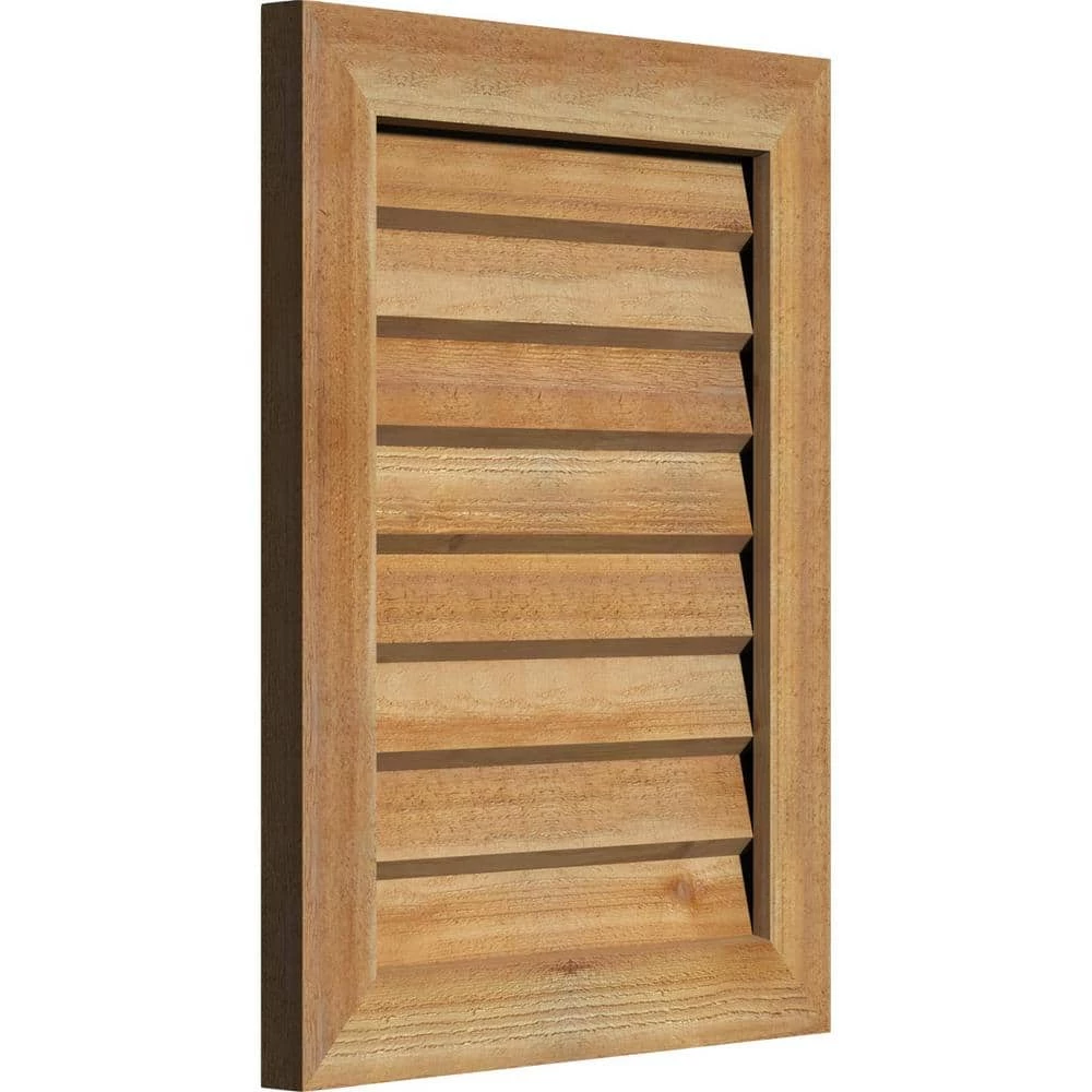 Ekena Millwork 35" x 25" Rectangular Rough Western Red Cedar Wood Paintable Gable Louver Vent Non-Functional - Image 2