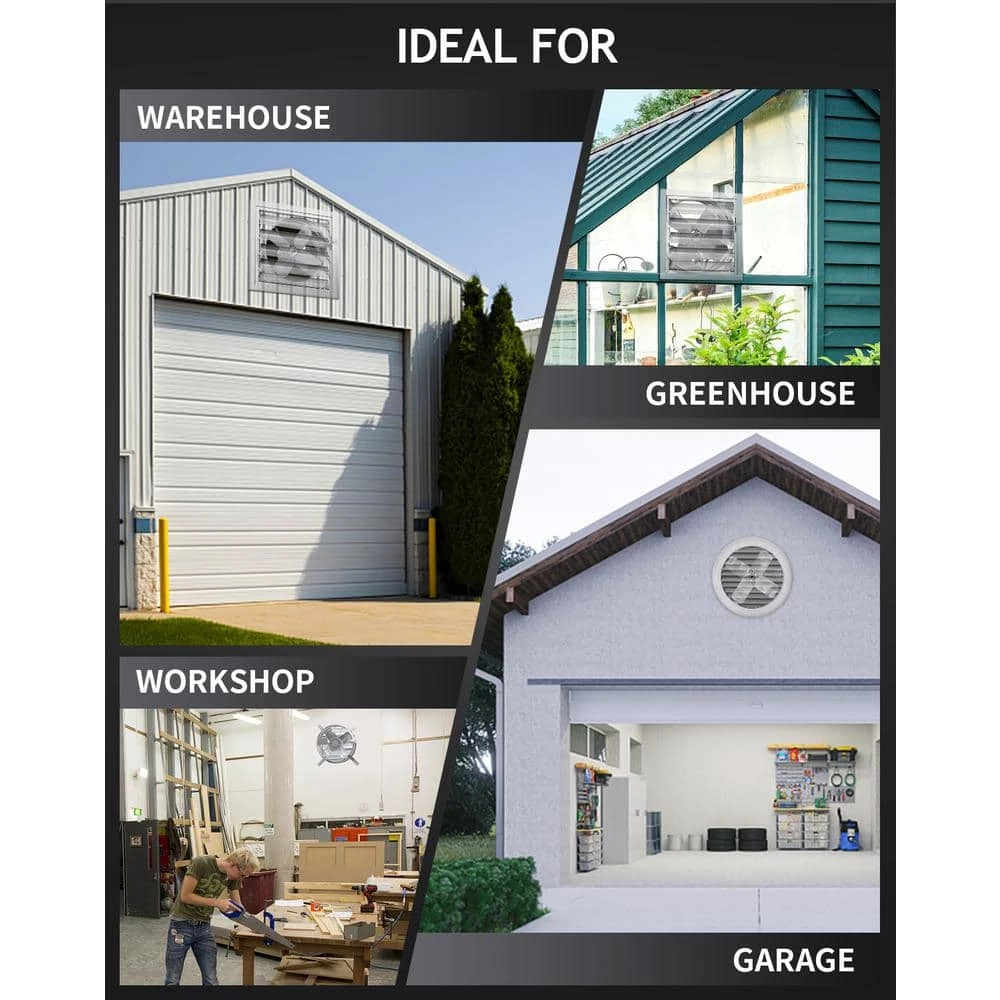 ILIVING 2339 CFM, 120-Volt Variable-Speed Electric Exhaust Gable Fan with Thermospeed Controller, Silver - Image 4