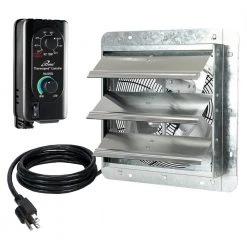 ILIVING 12 in. Shutter Exhaust Fan with Thermospeed Controller, 65-Watt, 960 CFM
