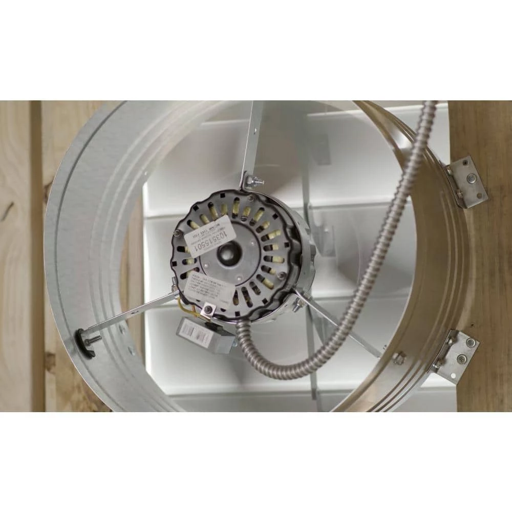 Master Flow 1600 CFM Silver Galvanized Electric Powered Gable Mount Attic Fan with Automatic Shutter - Image 2
