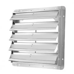 Tidoin 23.43 in. Silver Square Aluminum Automatic Gravity Shutter Louver Vent for 20.47 in. Exhaust Fan