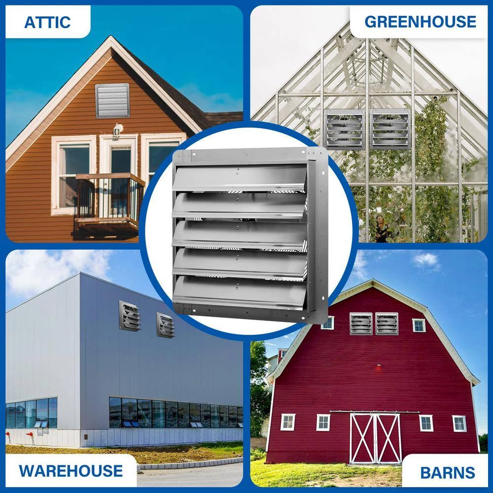 Tidoin 24 in. Silver Shutter Exhaust Fan Aluminum High Speed 1400 RPM, 2750 CFM (1-Pack) - Image 5