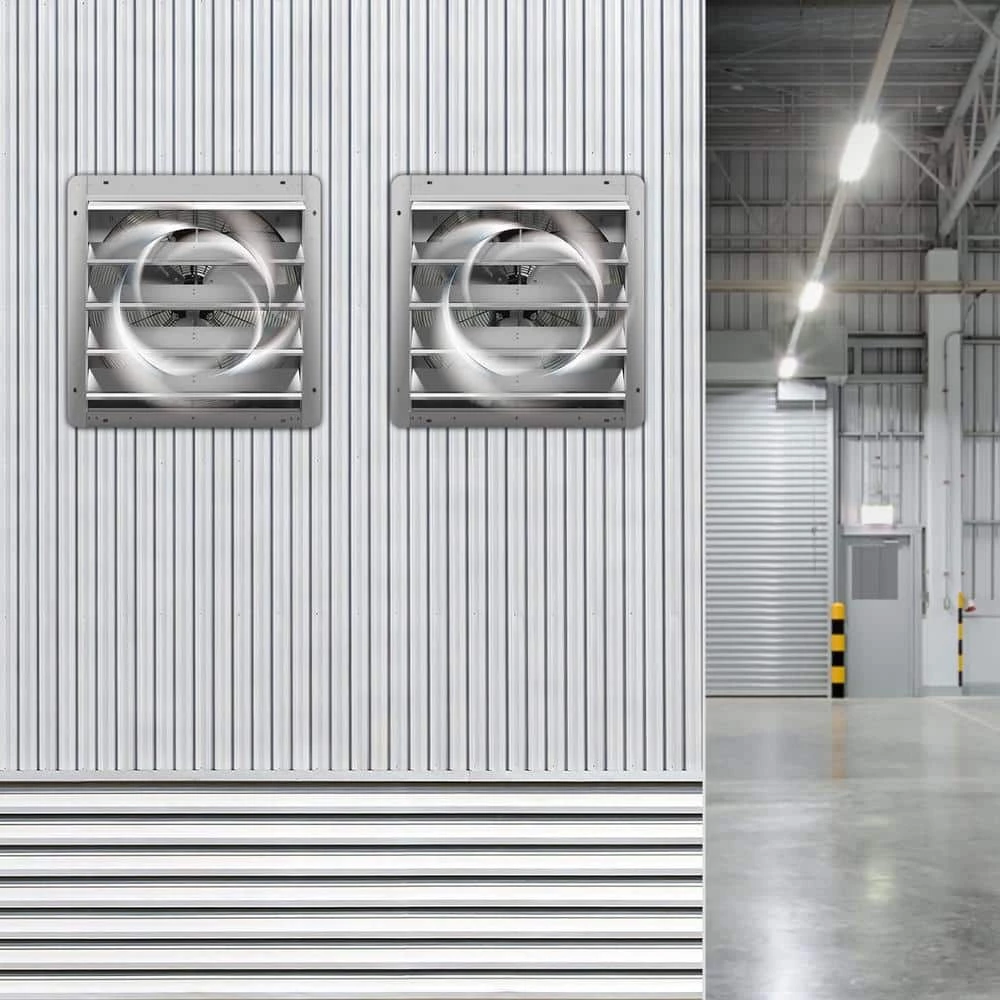 Tidoin 24 in. Silver Shutter Exhaust Fan Aluminum High Speed 1400 RPM, 2750 CFM (1-Pack) - Image 9