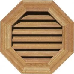 Ekena Millwork 29" x 29" Octagon Unfinished Rough Sawn Western Red Cedar Wood Paintable Gable Louver Vent Functional