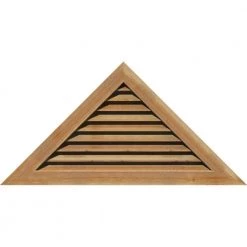 Ekena Millwork 61.125" x 15.375" Triangle Unfinished Rough Sawn Western Red Cedar Wood Gable Louver Vent Functional