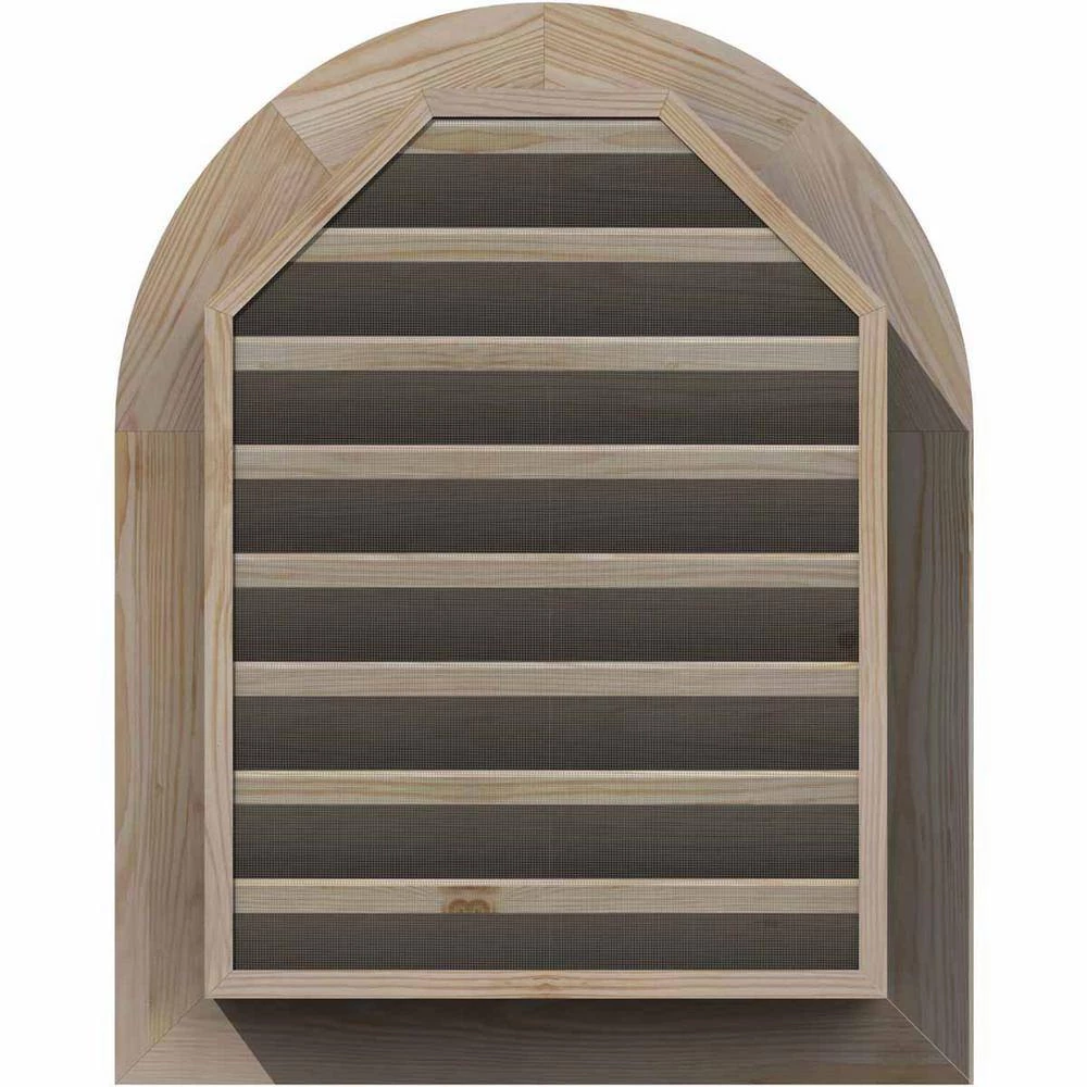 Ekena Millwork 18" x 30" Round Top Gable Vent: Unfinished, Functional, Smooth Pine Gable Vent w/ 1" x 4" Flat Trim Frame - Image 4
