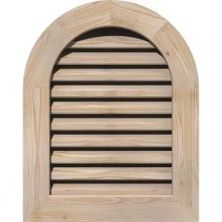 Ekena Millwork 24" x 24" Round Top Gable Vent: Unfinished, Functional, Smooth Pine Gable Vent w/ 1" x 4" Flat Trim Frame