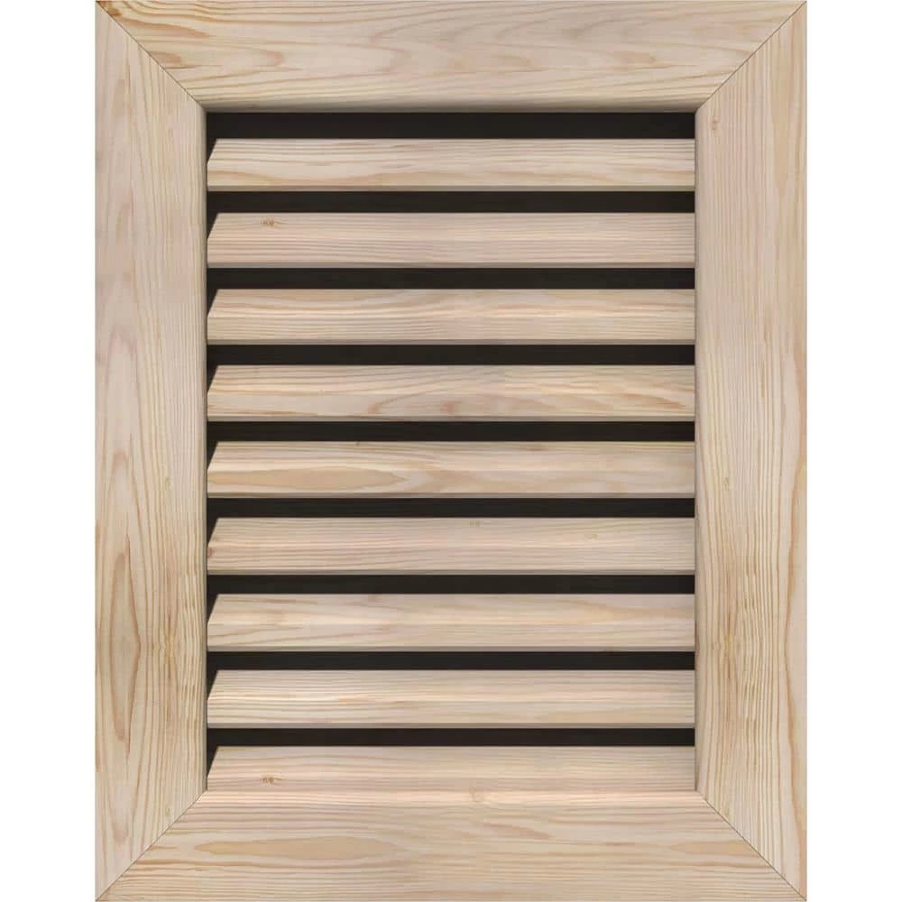 Ekena Millwork 23 in. x 23 in. Rectangular Unfinished Smooth Pine Wood Paintable Gable Louver Vent