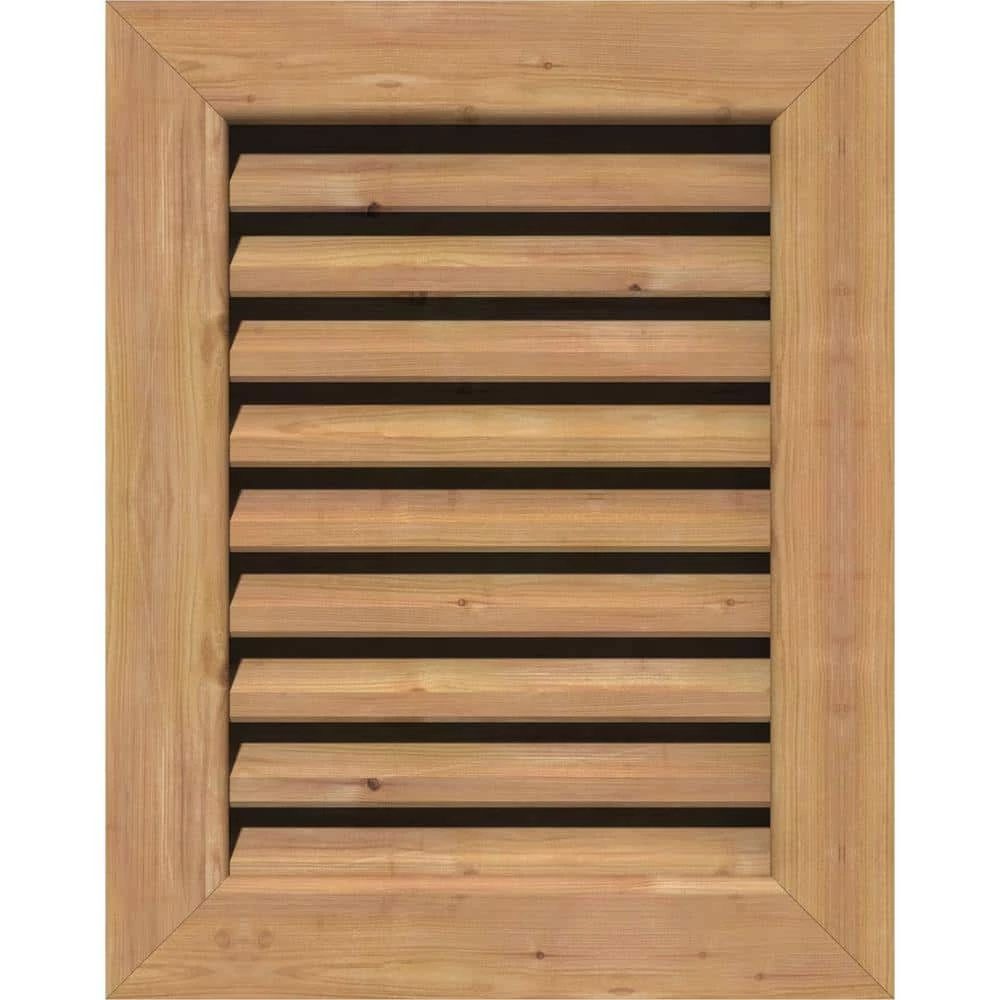 Ekena Millwork 27 in. x 23 in. Rectangular Unfinished Smooth Western Red Cedar Wood Built-in Screen Gable Louver Vent