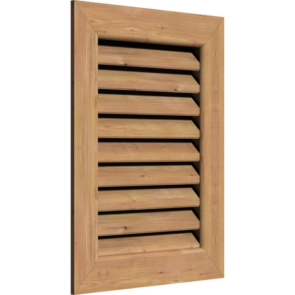 Ekena Millwork 27 in. x 23 in. Rectangular Unfinished Smooth Western Red Cedar Wood Built-in Screen Gable Louver Vent - Image 2