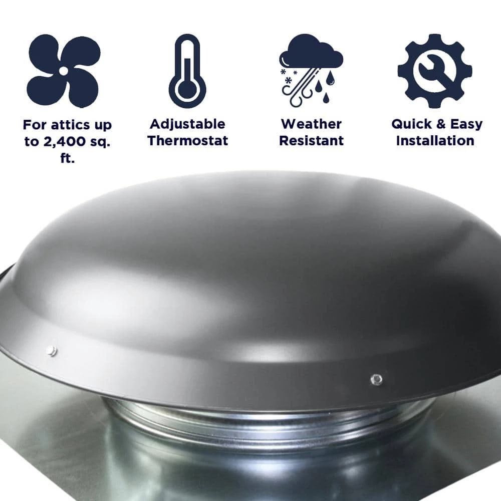 Maxx Air 1600 CFM-Heavy Duty Weathered Grey Galvanized Steel Electric Power Attic Roof Ventilator - Image 3