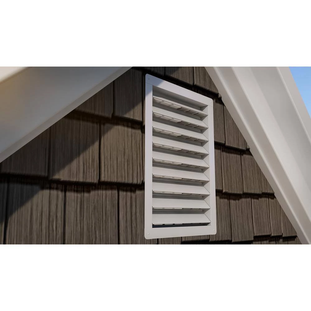 Air Vent 14.50 in. x 20.50 in. Rectangular White Aluminum Automatic Shutter Gable Louver Vent - Image 10