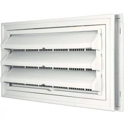 Builders Edge 9-3/8 in. x 17-1/2 in. Foundation Vent Kit with Trim Ring and Optional Fixed Louvers (Galvanized Screen) in #123 White