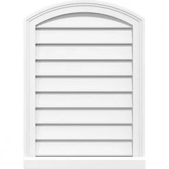 Ekena Millwork 12 in. x 18 in. Arch Top Surface Mount PVC Gable Vent: Functional with Brickmould Sill Frame