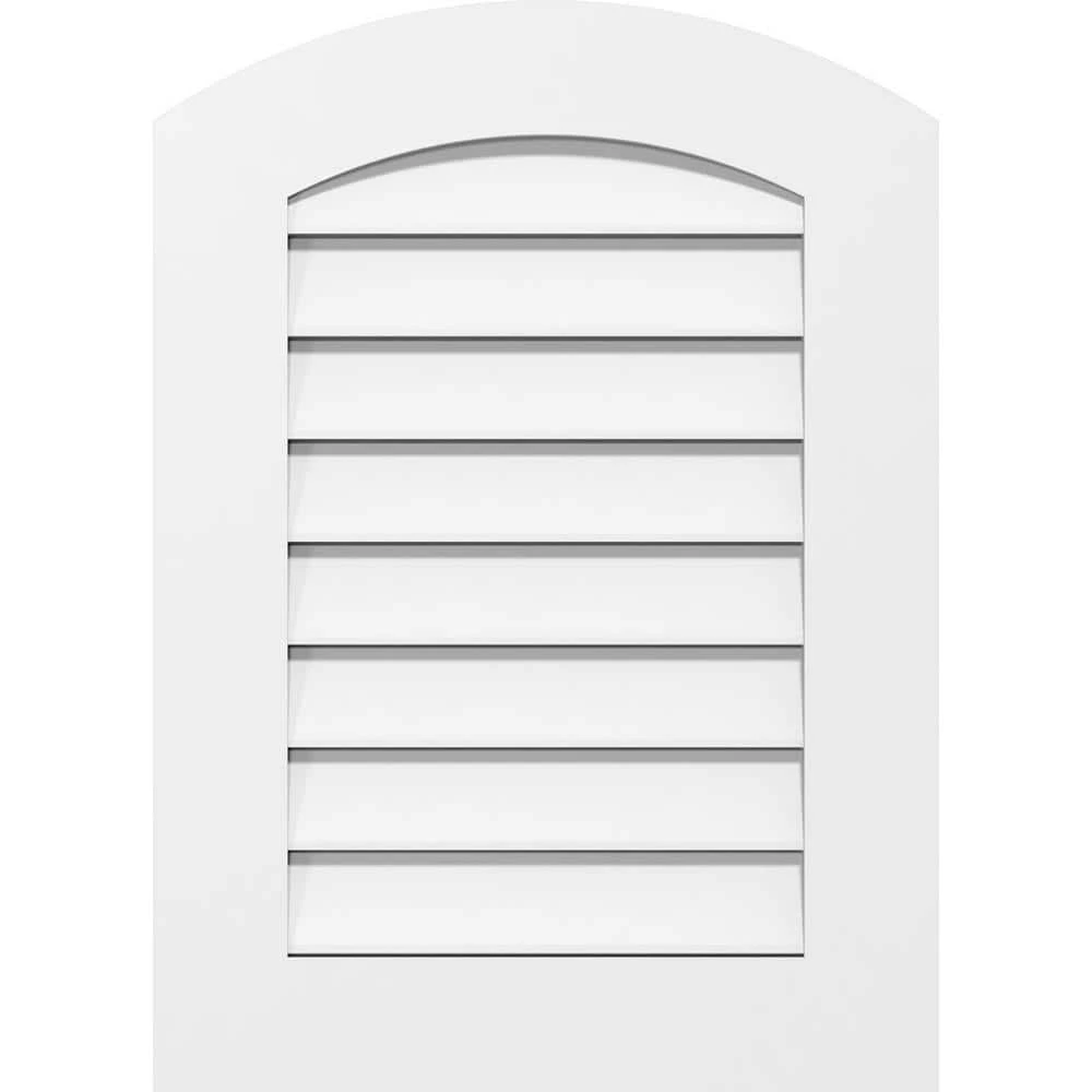 Ekena Millwork 24" x 36" Arch Top Surface Mount PVC Gable Vent: Functional with Standard Frame