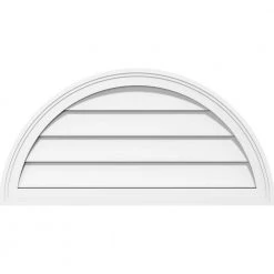 Ekena Millwork 32 in. x 16 in. Half Round Surface Mount PVC Gable Vent: Functional with Brickmould Frame