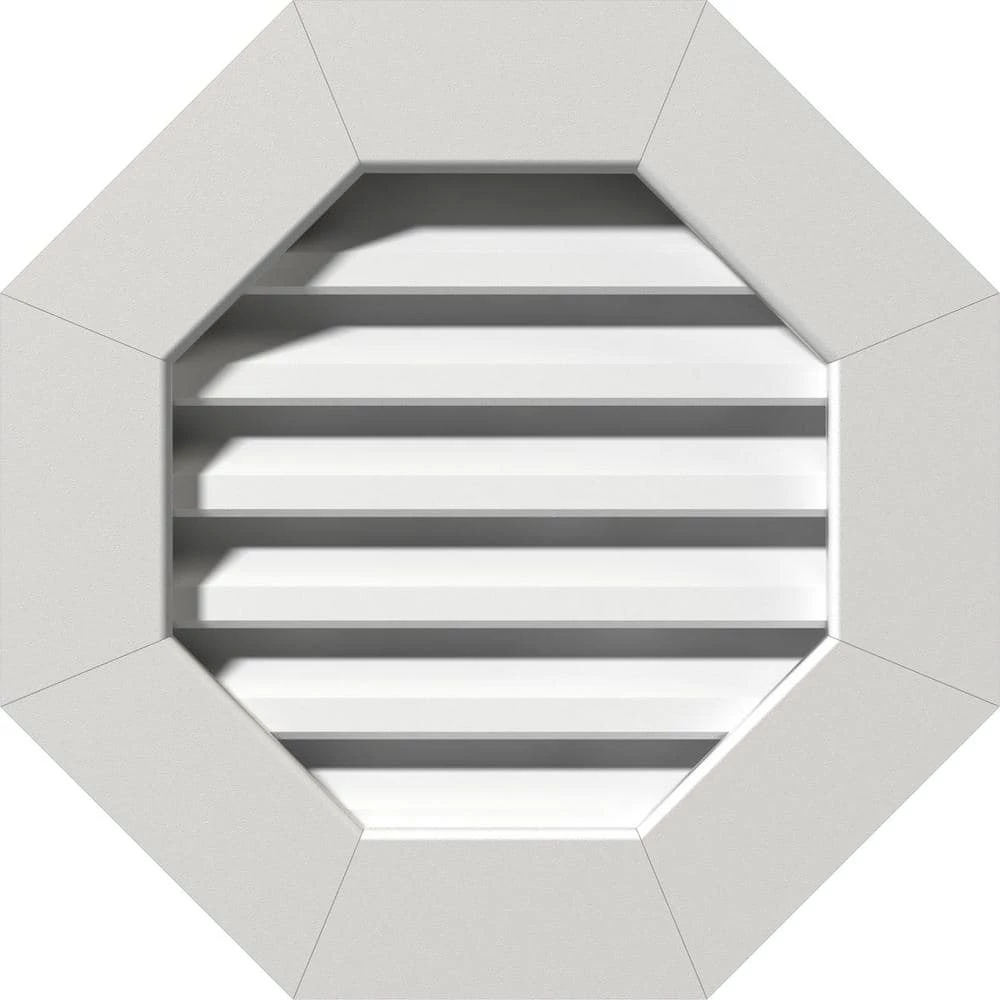 Ekena Millwork 25 in. x 25 in. Octagon White PVC Paintable Gable Louver Vent
