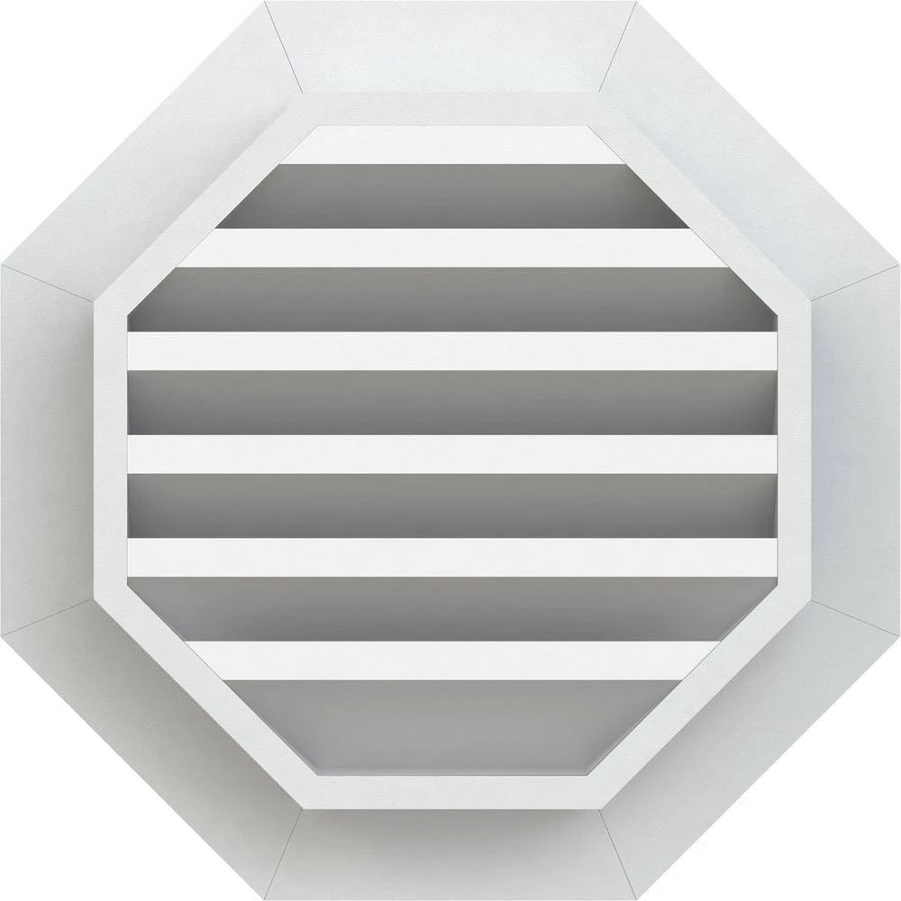 Ekena Millwork 25 in. x 25 in. Octagon White PVC Paintable Gable Louver Vent - Image 4