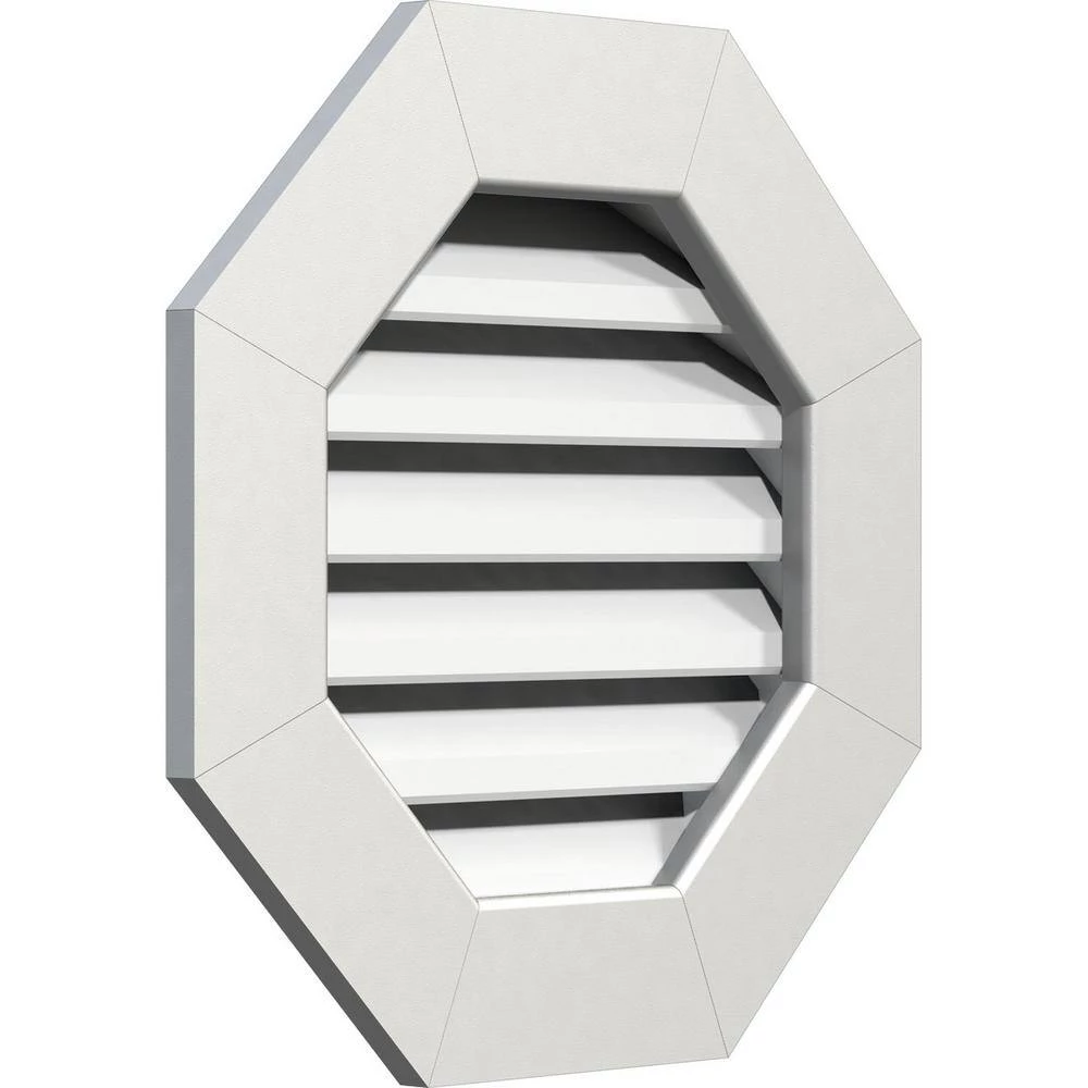 Ekena Millwork 25 in. x 25 in. Octagon White PVC Paintable Gable Louver Vent - Image 2