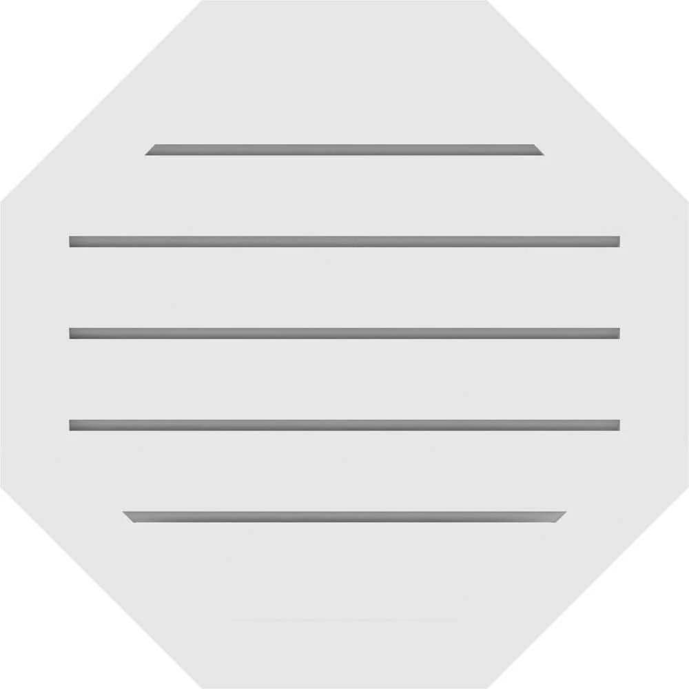 Ekena Millwork 24 in. x 24 in. Octagonal Surface Mount PVC Gable Vent: Functional with Brickmould Frame - Image 4