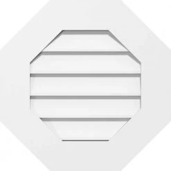 Ekena Millwork 28" x 28" Octagonal Surface Mount PVC Gable Vent: Non-Functional with Standard Frame
