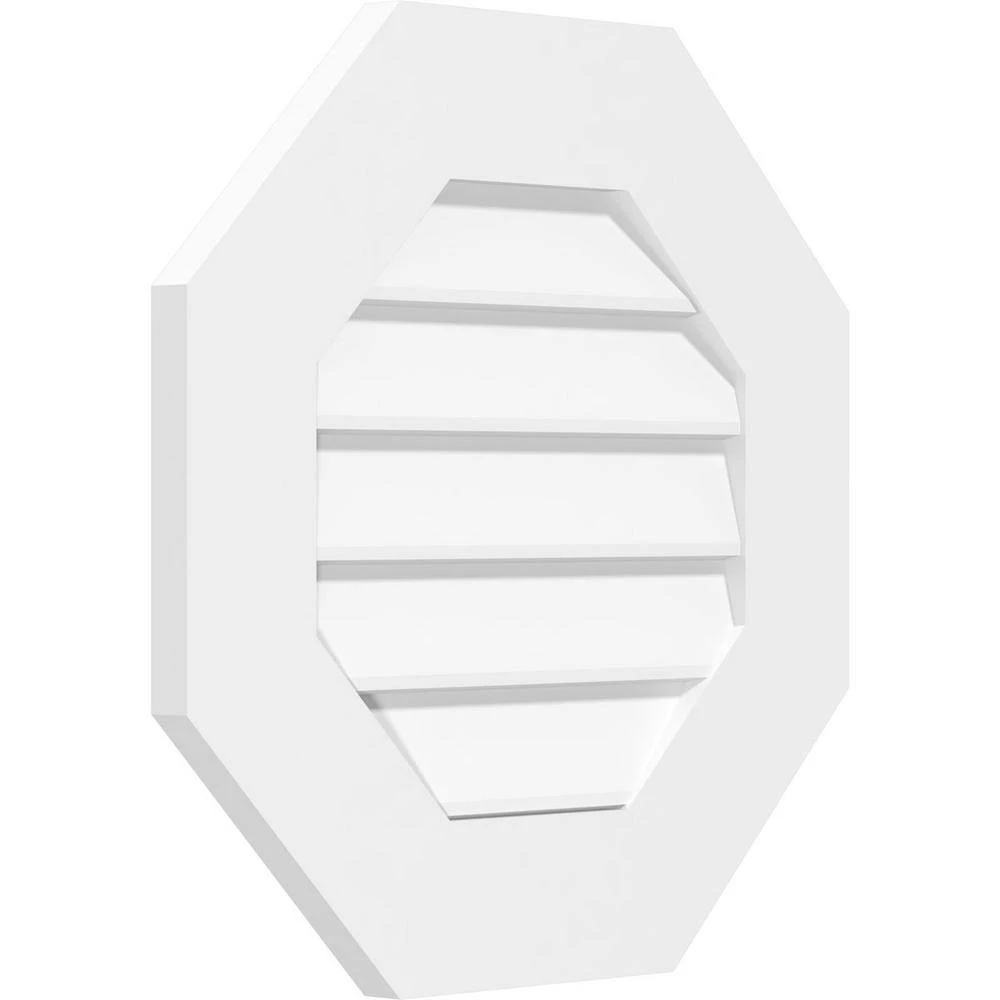 Ekena Millwork 28" x 28" Octagonal Surface Mount PVC Gable Vent: Non-Functional with Standard Frame - Image 2
