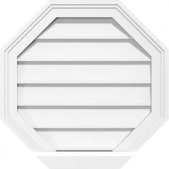 Ekena Millwork 28 in. x 28 in. Octagonal Surface Mount PVC Gable Vent: Decorative with Brickmould Sill Frame