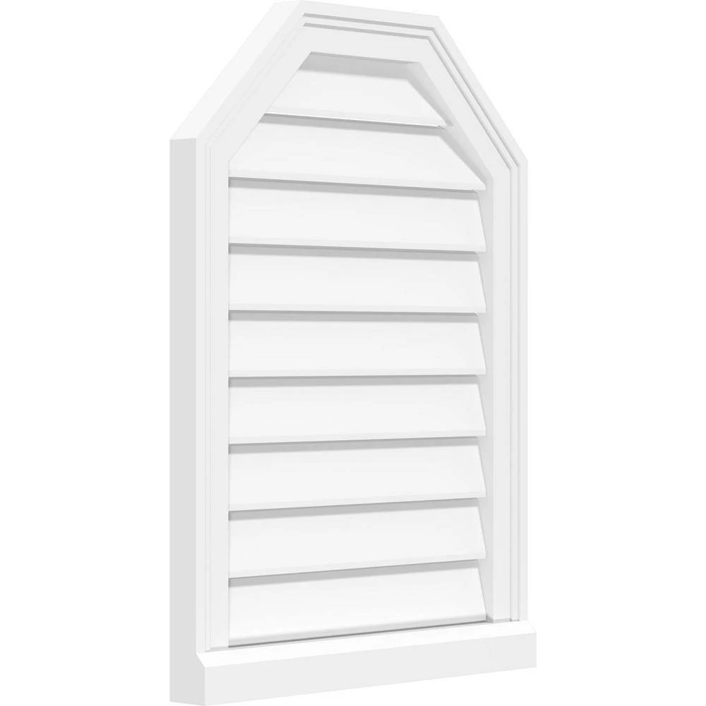 Ekena Millwork 30" x 36" Octagonal Top Surface Mount PVC Gable Vent: Functional with Brickmould Sill Frame - Image 2