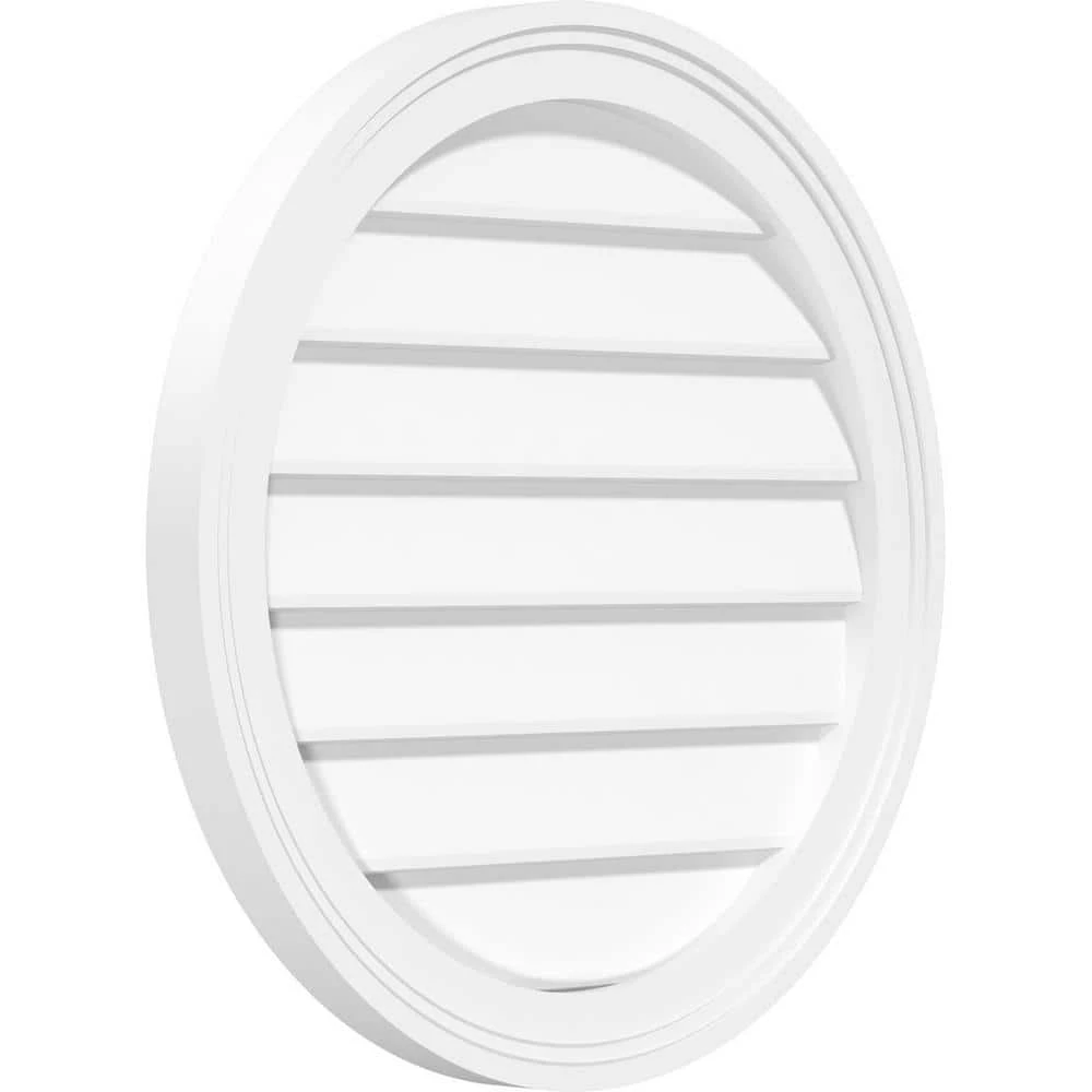Ekena Millwork 24 in. x 24 in. Round White PVC Paintable Gable Louver Vent Non-Functional - Image 2