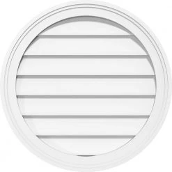 Ekena Millwork 26 in. x 26 in. Round White PVC Paintable Gable Louver Vent Non-Functional