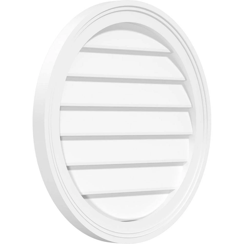 Ekena Millwork 26 in. x 26 in. Round White PVC Paintable Gable Louver Vent Non-Functional - Image 2
